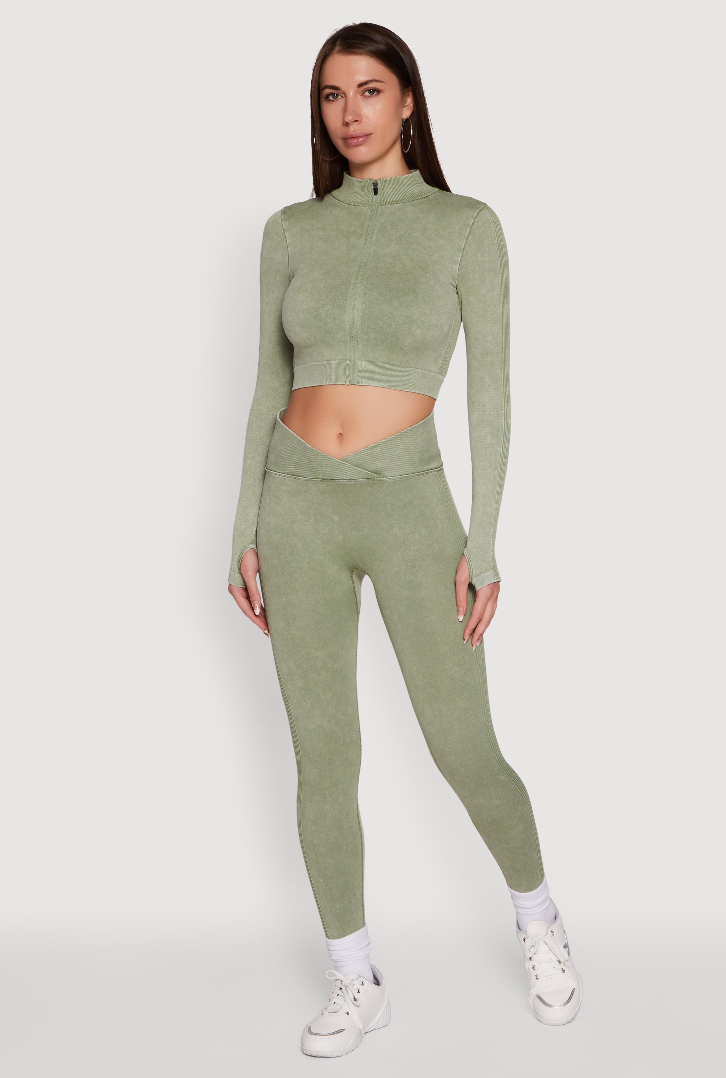 Seamless Mineral Wash Crop Track Jacket