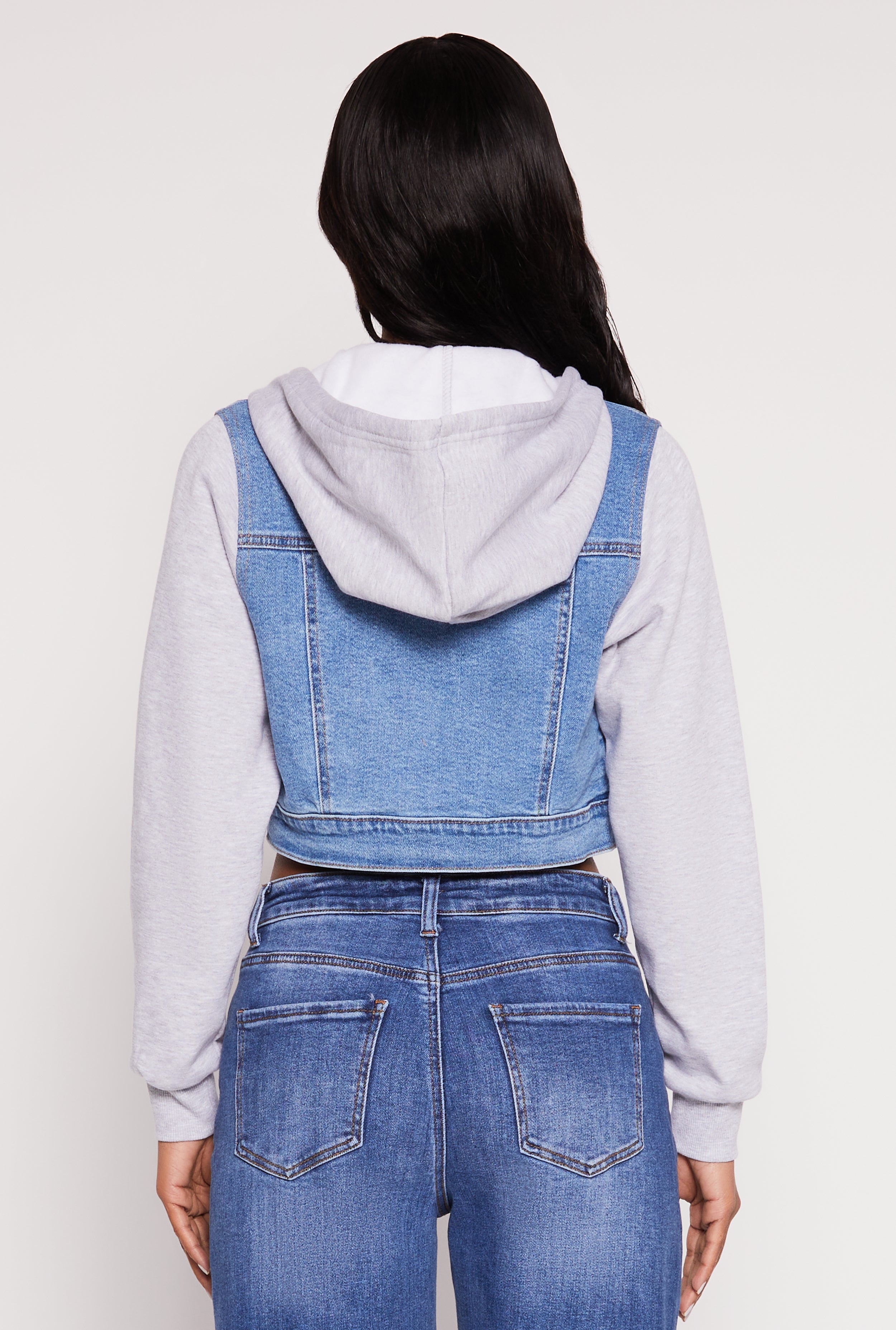 WAX Distressed Hooded Jean Jacket
