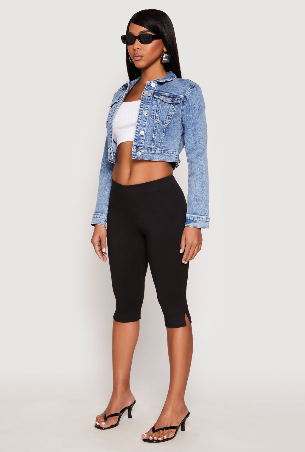 WAX Mineral Wash Cropped Denim Jacket