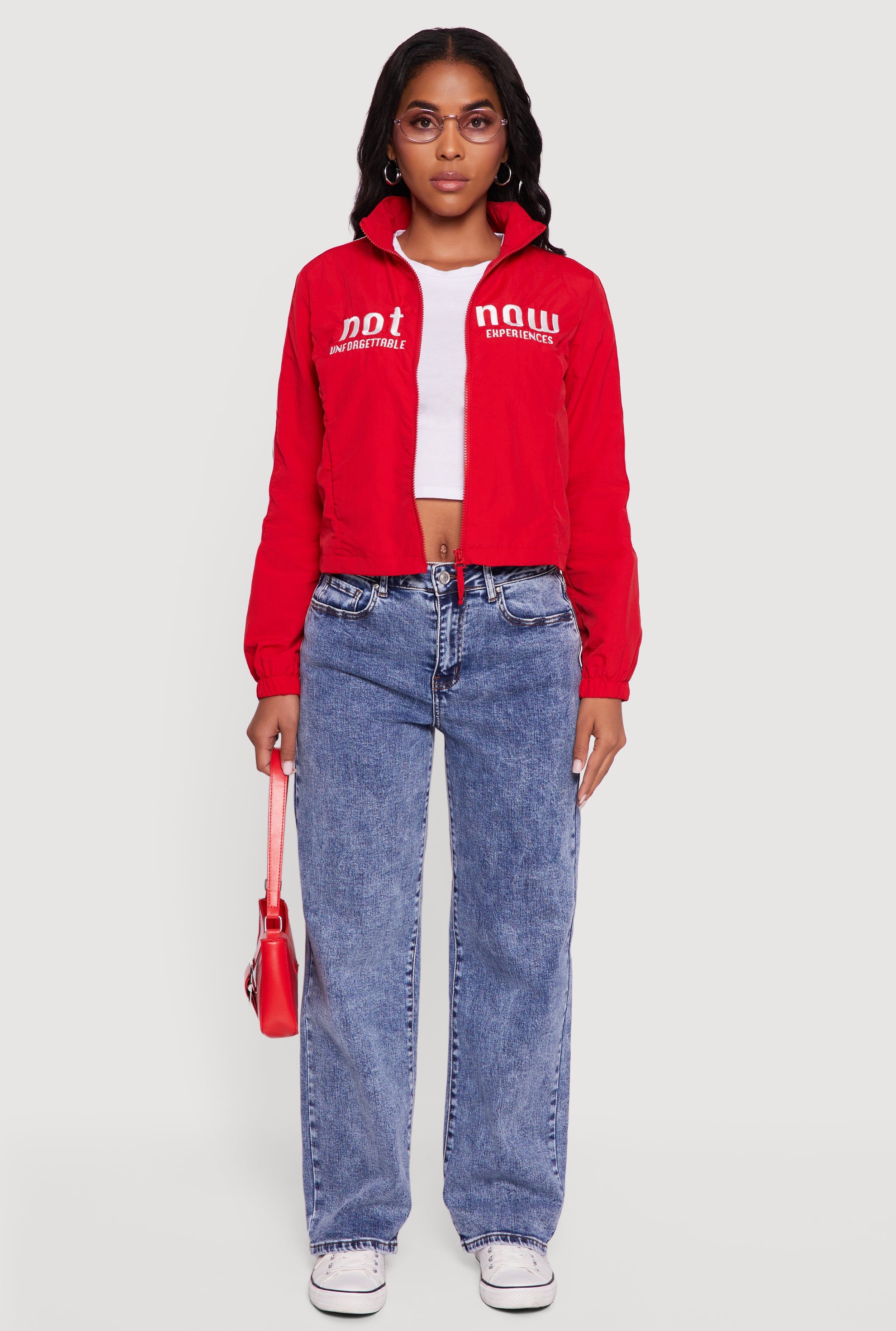 Nylon Not Now Graphic Mock Neck Windbreaker