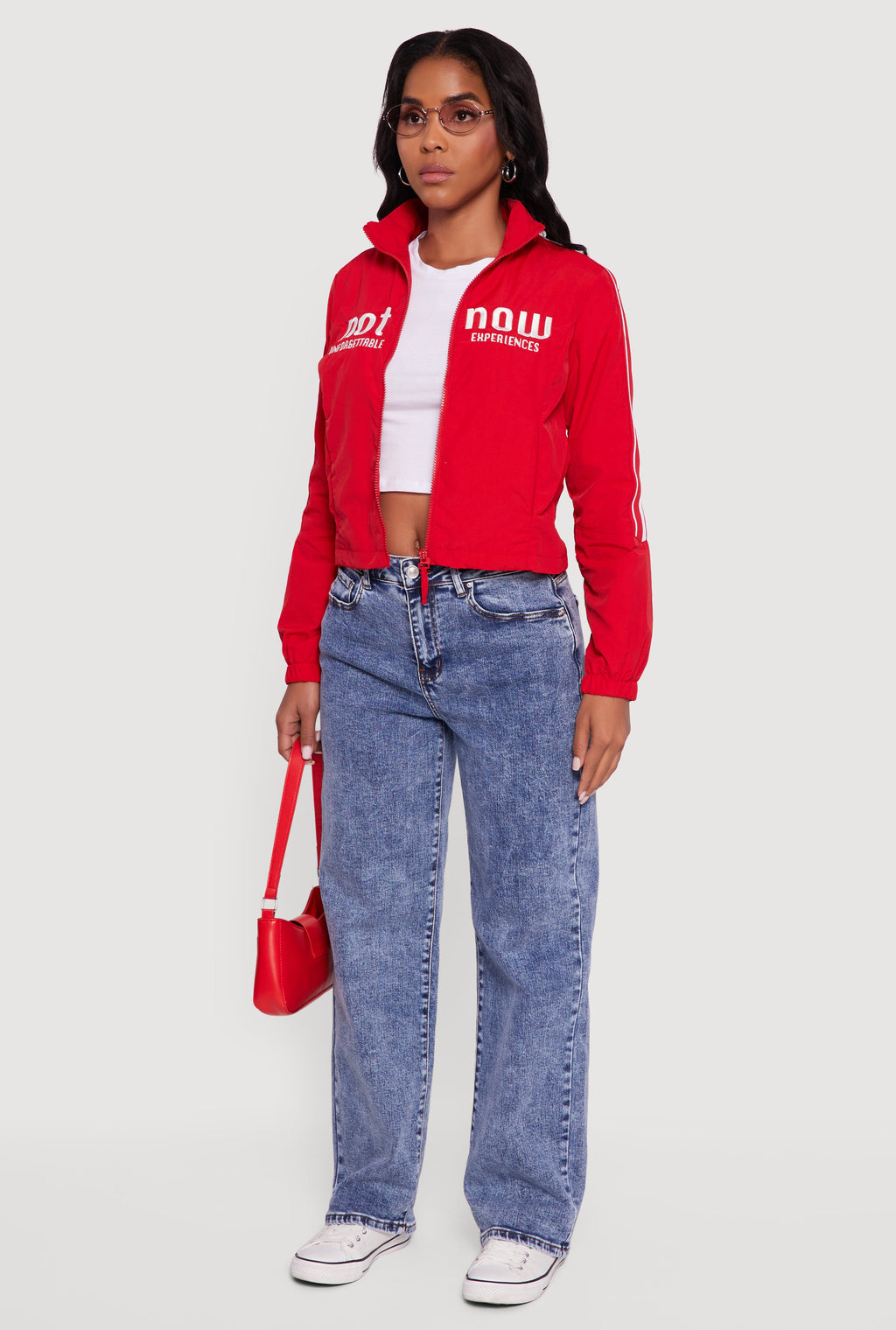 Nylon Not Now Graphic Mock Neck Windbreaker