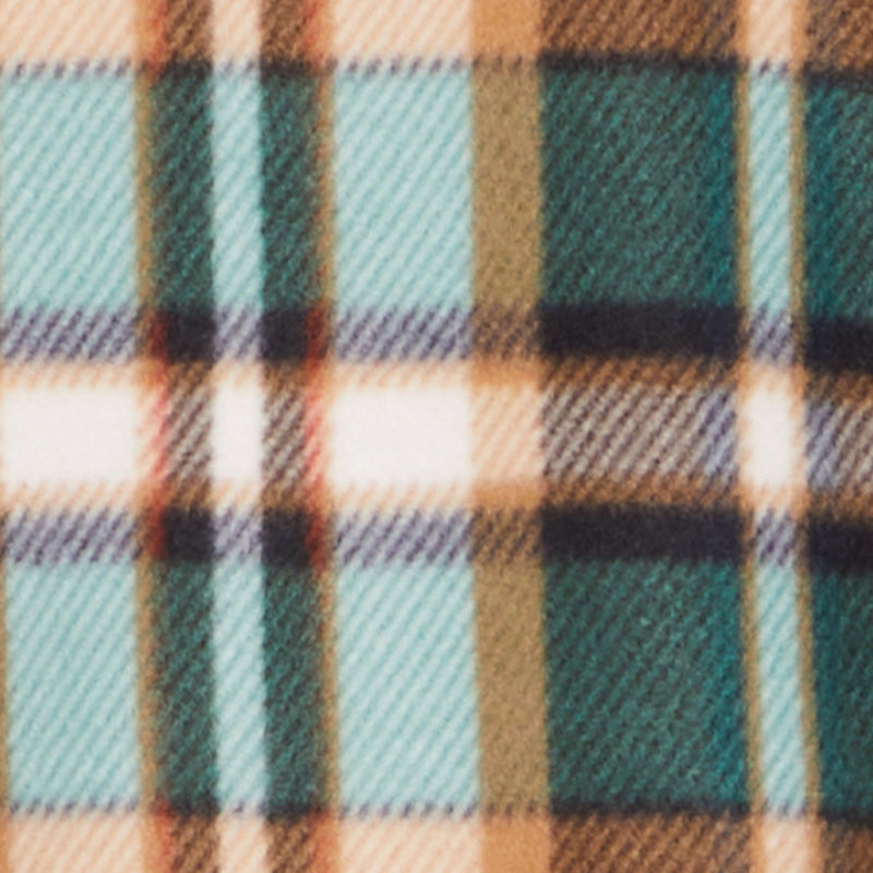 Plaid Sherpa Lined Fleece Collared Open Front Long Jacket