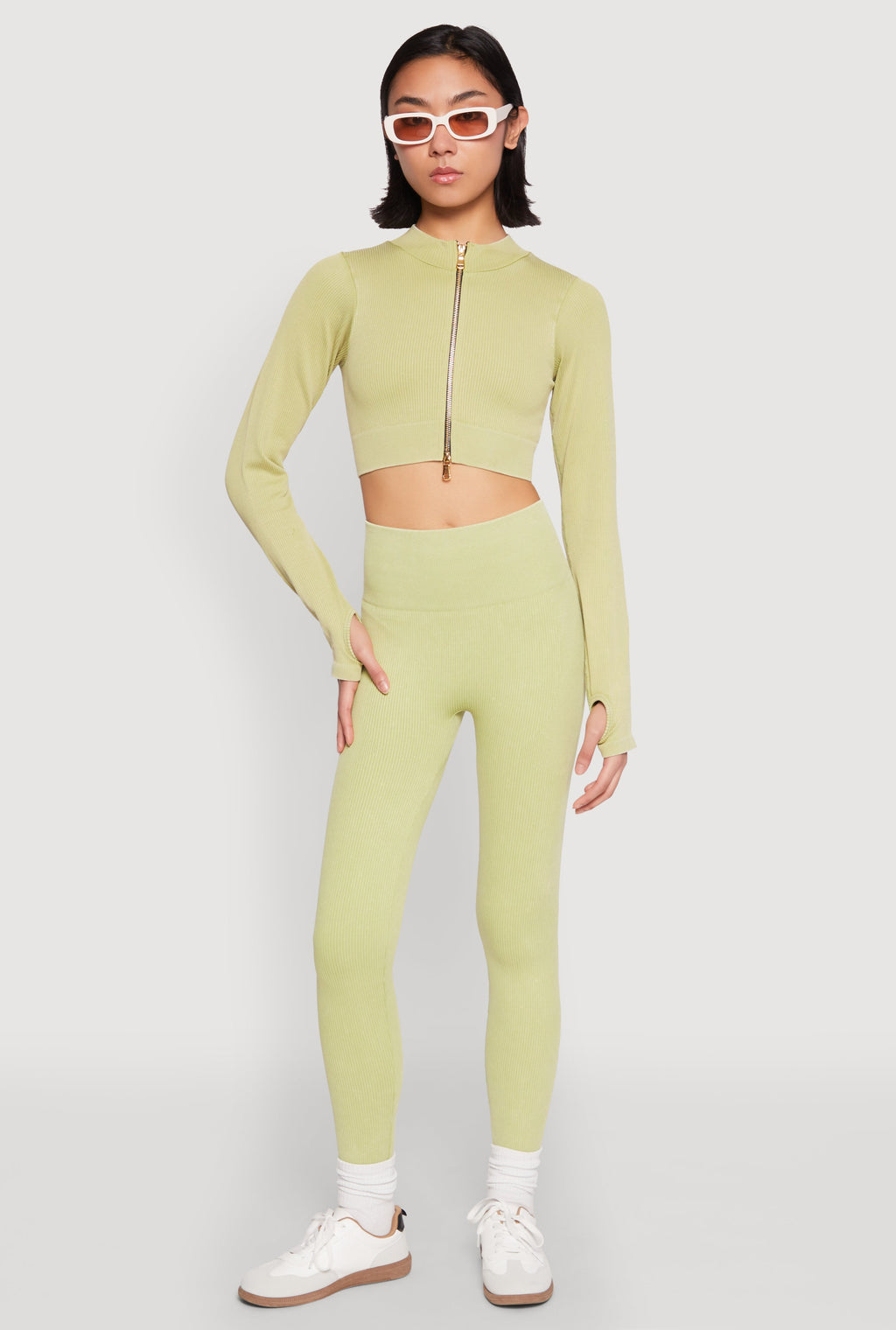 Daisy Ribbed Knit Cropped Track Jacket