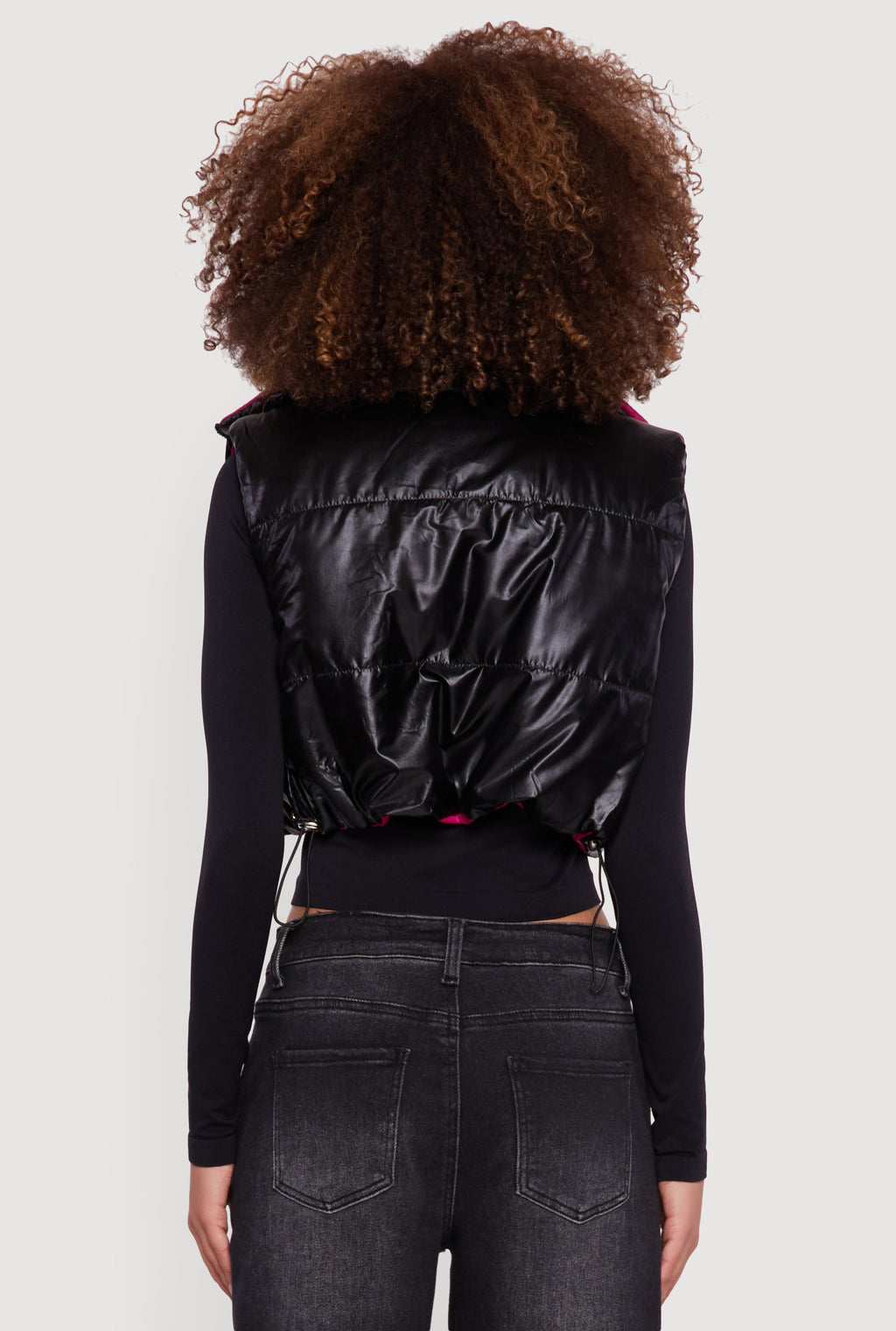 Foiled Metallic Cropped Puffer Vest