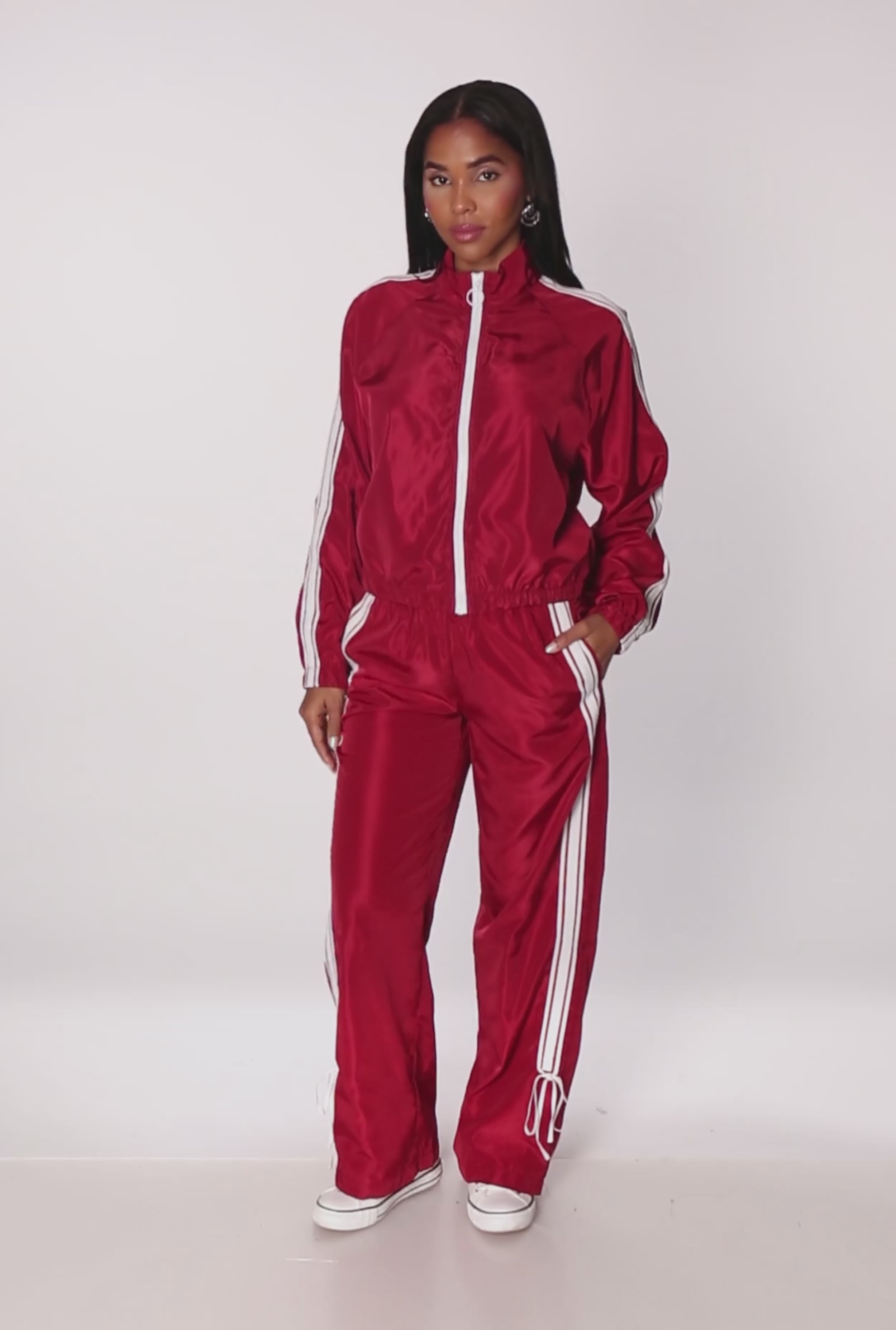 Almost Famous Mock Neck Zip Front Track Jacket